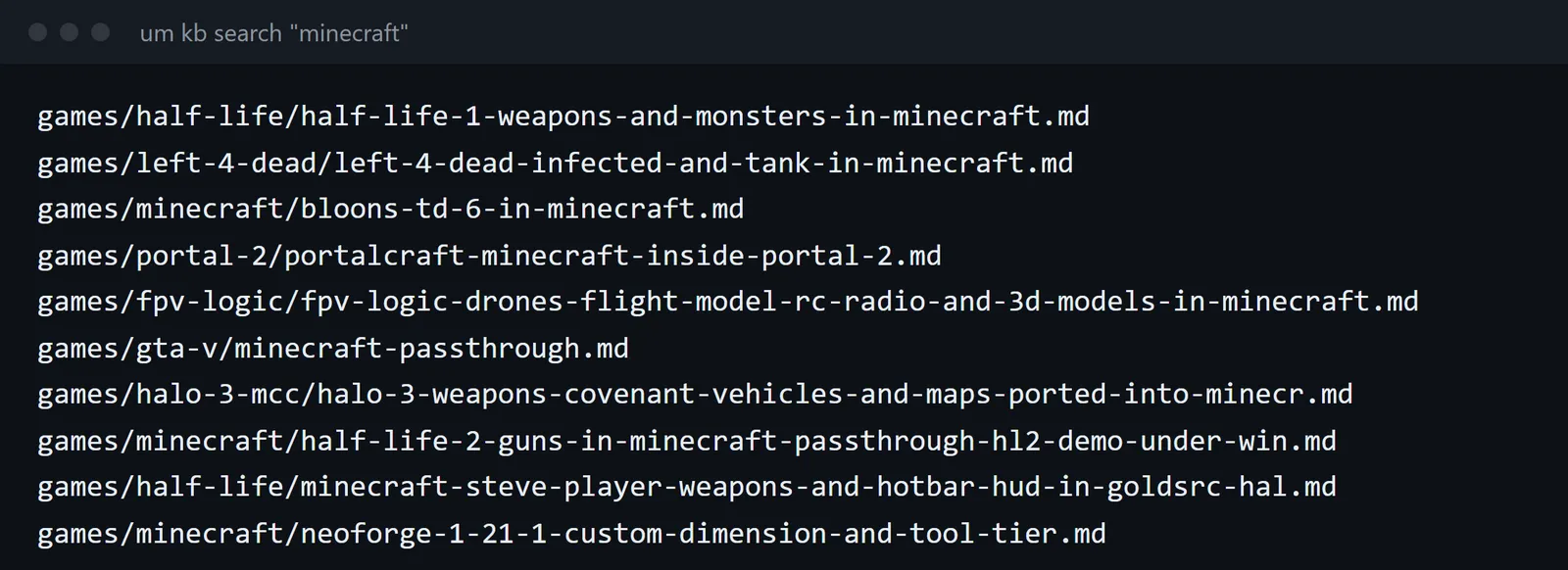Kết quả tìm ghi chép mod game bằng AI có Minecraft