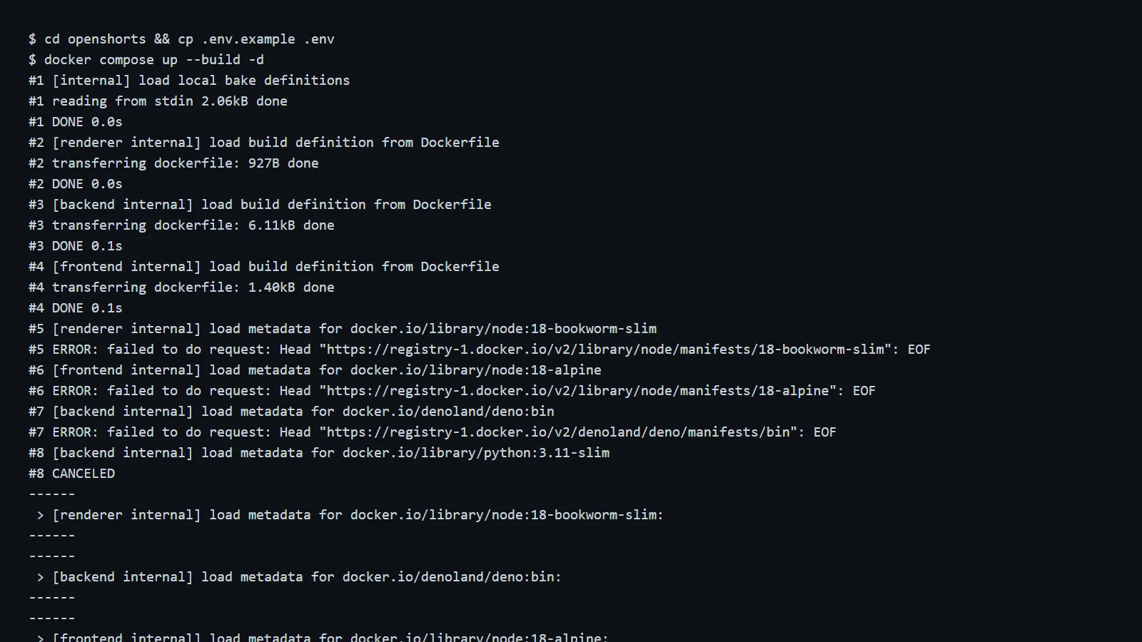Docker không tải được image nền khi build
